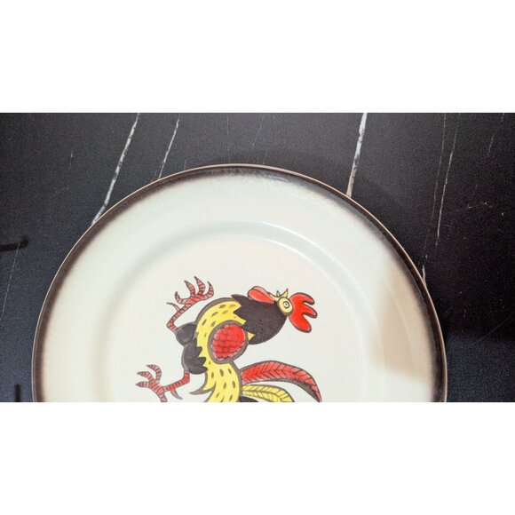 Vintage Metlox Poppytrail Red Rooster Ceramic Dinner Plate 10" Set Of 2 - Picture 7 of 7